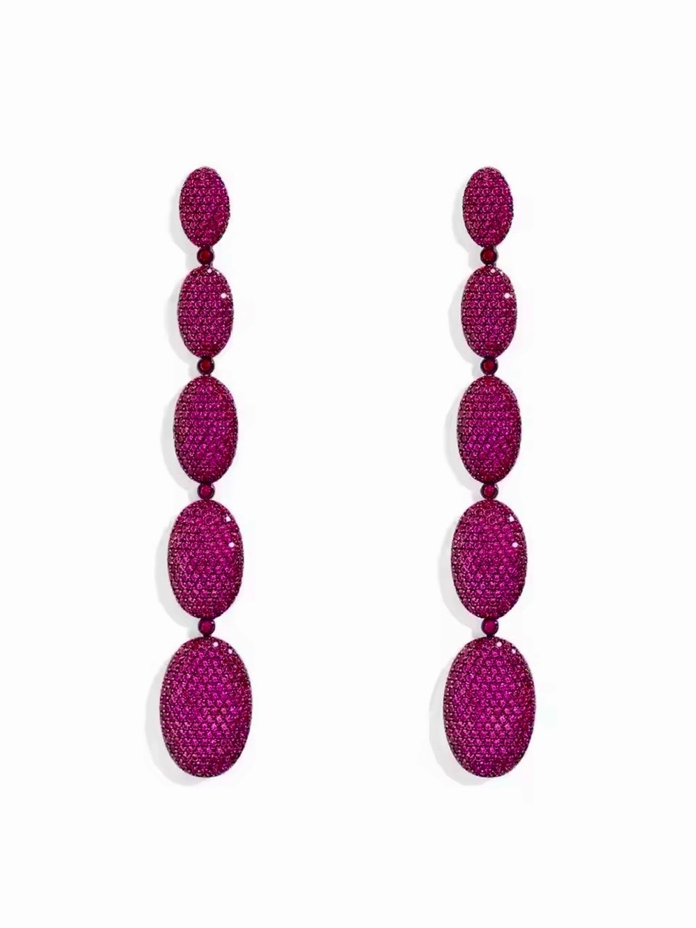 APM Monaco Pink Pavé Oval Drop Earrings